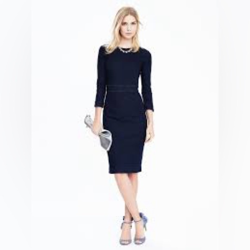 Banana Republic stretch denim sheath dress cotton dark wash size 12